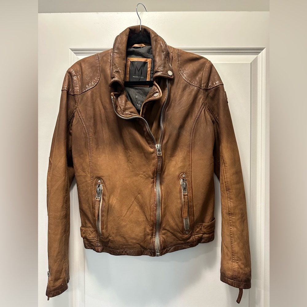 NWOT Mauritius cognac lamb Leather Jacket